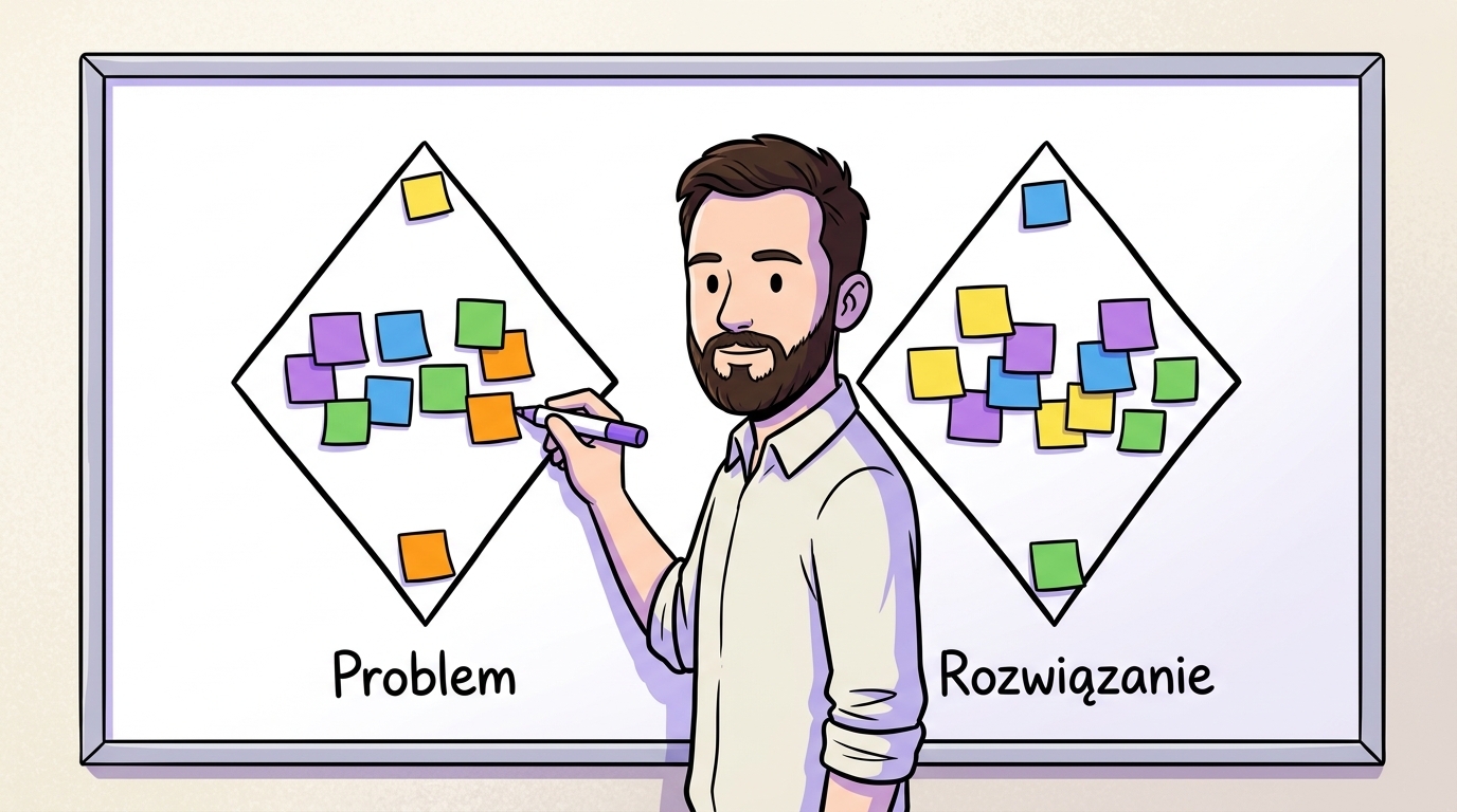 Design Thinking jako podwójny diament: rozszerzanie i zawężanie przy problemie i przy rozwiązaniu