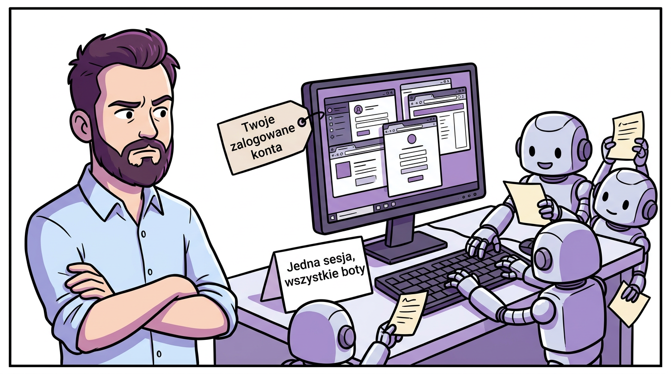 Grok Bot — wszystkie boty korzystają z jednej wspólnej sesji i tych samych zalogowanych kont