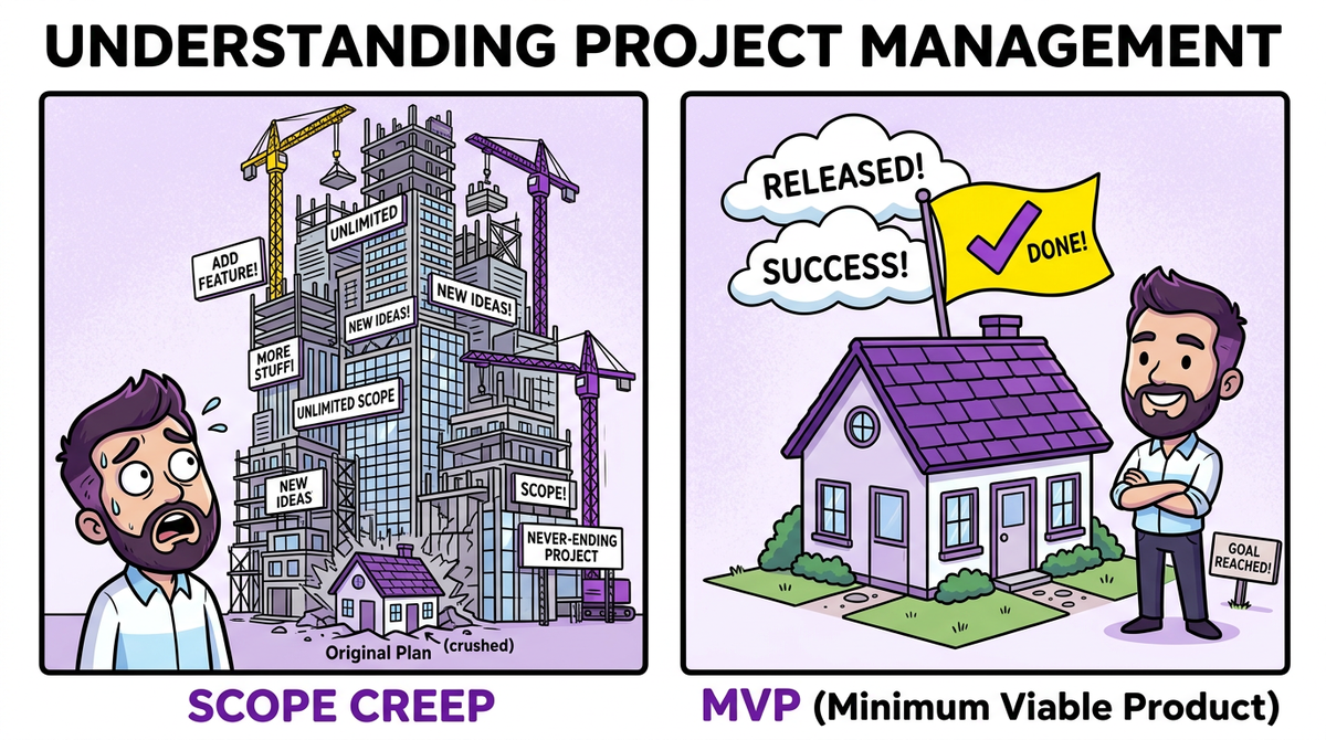 Scope creep vs MVP — nieskończona budowa vs skończony produkt