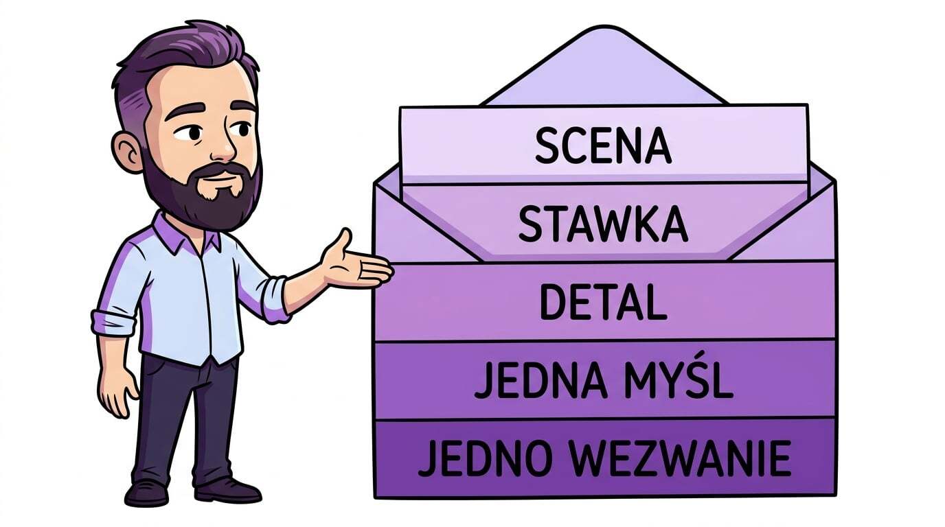 Pięć elementów newslettera, który się czyta: scena, stawka, detal, jedna myśl, jedno wezwanie