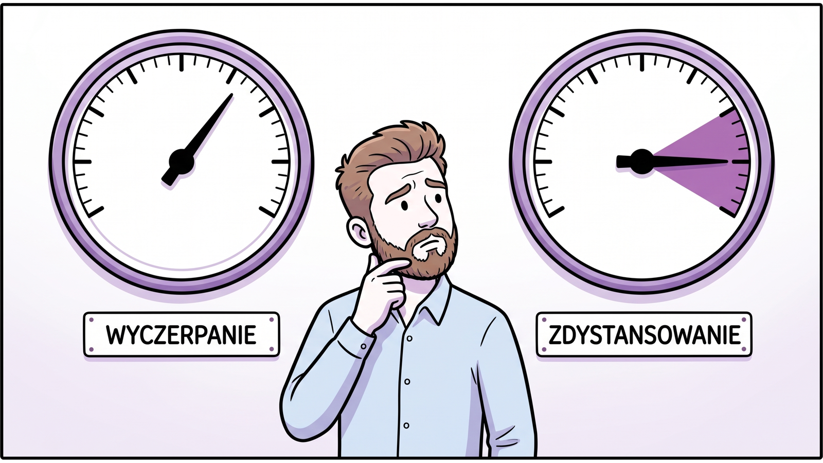 Wypalenie zawodowe — dwie skale pomiarowe, wyczerpanie w połowie i zdystansowanie na maksimum