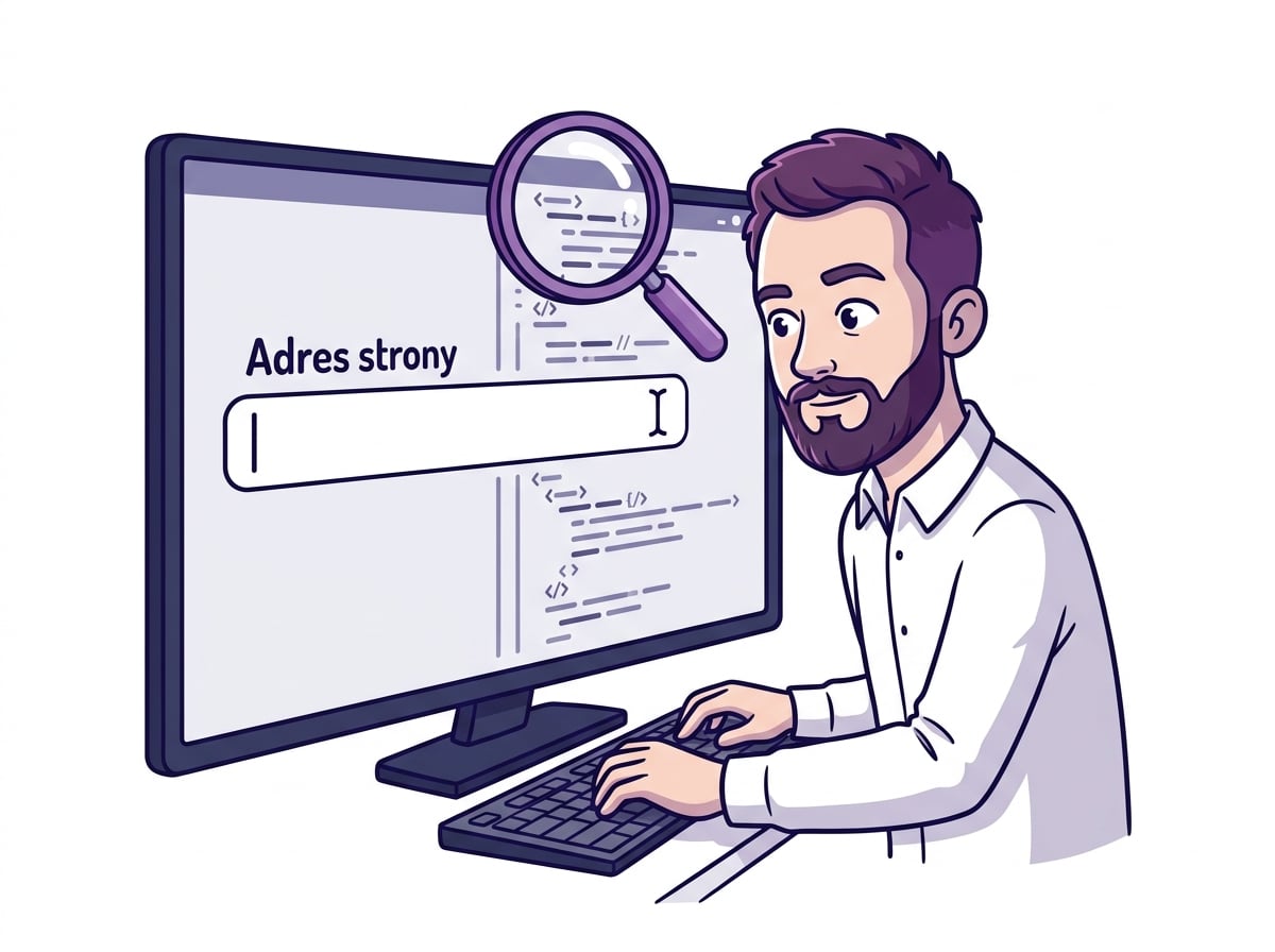 Szymon wpisuje adres strony do narzędzia audytu
