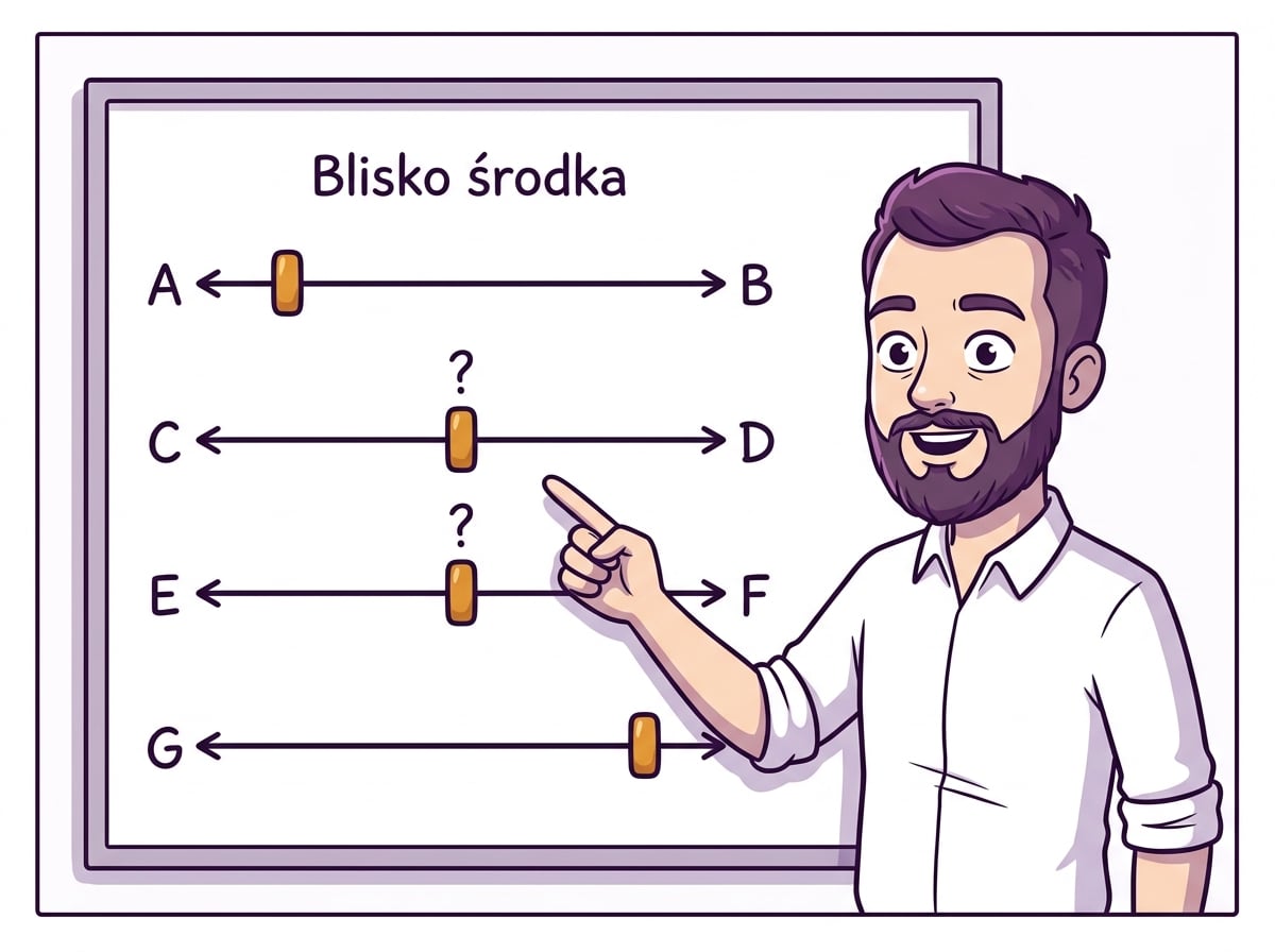 Cztery osie z literami i znacznikami blisko środka
