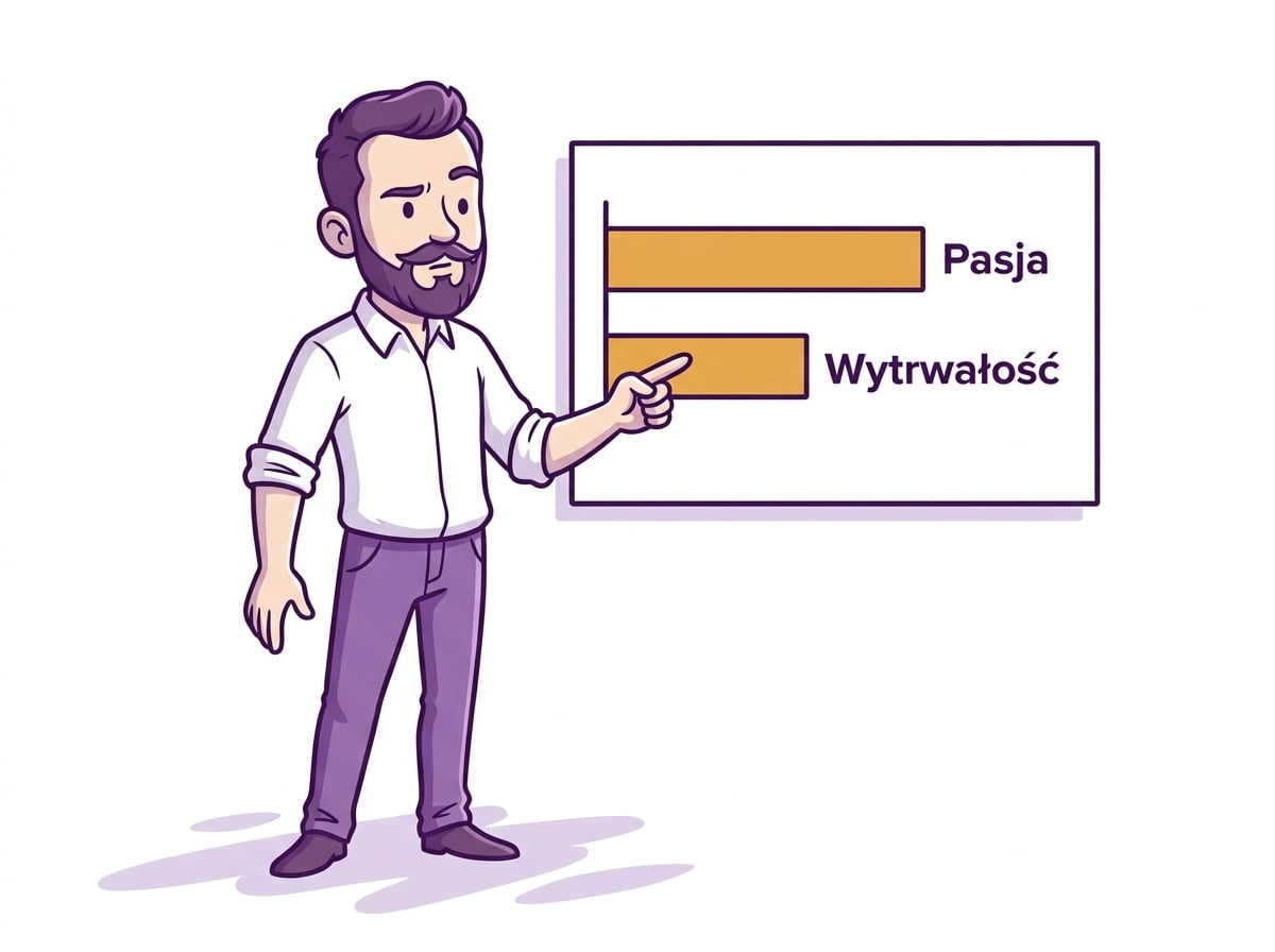 Wynik testu z podziałem na pasję i wytrwałość