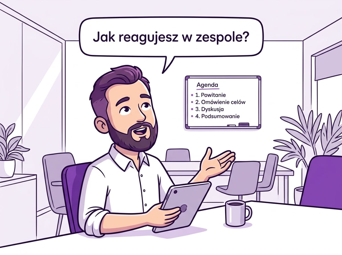 Szymon odpowiada na pytania o zachowanie w pracy
