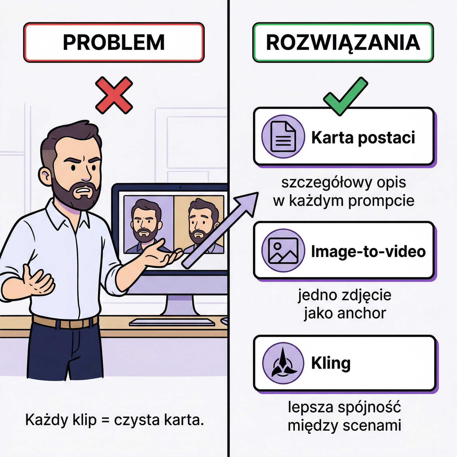 Karta postaci i zdjęcie startowe jako punkt odniesienia dla kolejnych scen