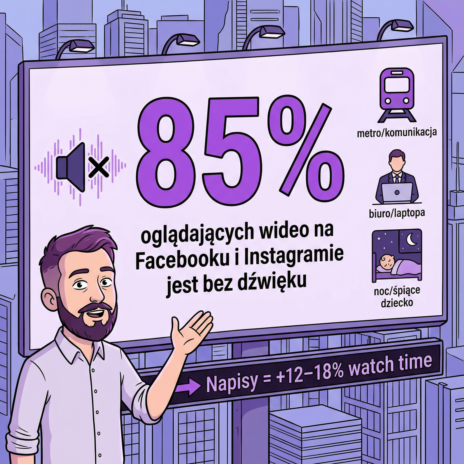 Napisy dopasowane do linii wokalnej, bo większość odsłuchów idzie bez dźwięku