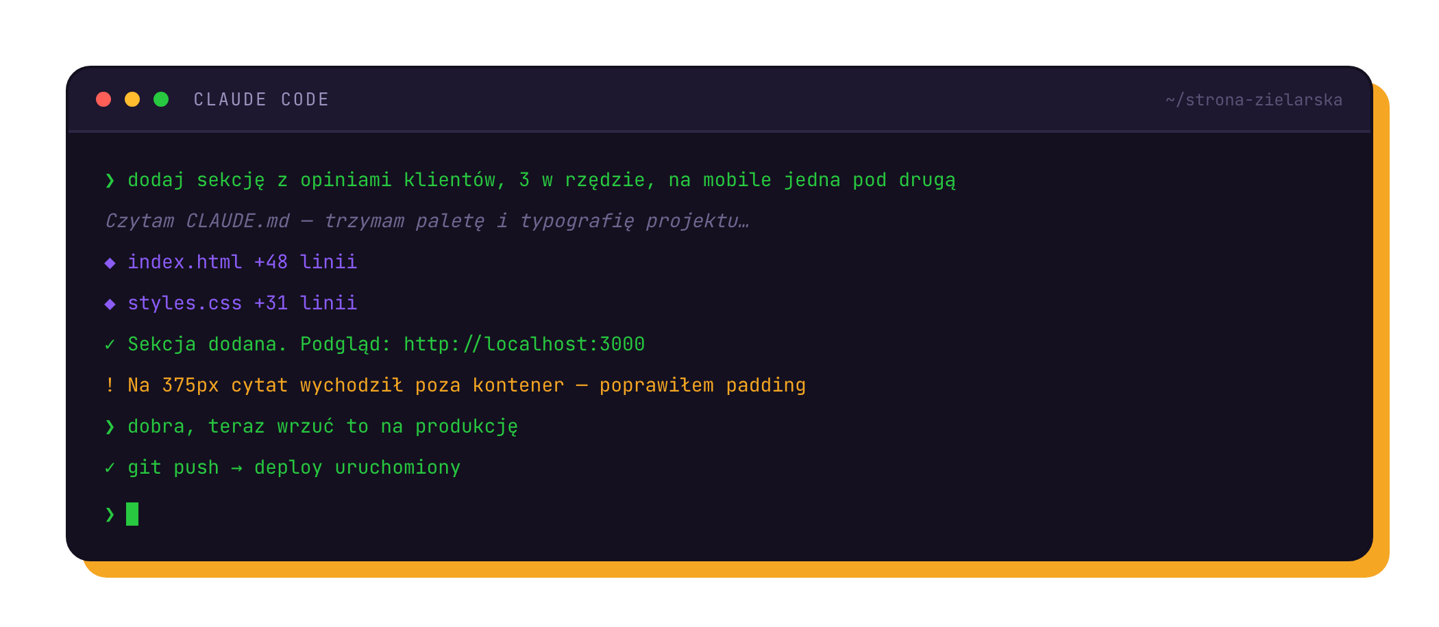 Mówisz, czego chcesz — Claude Code pisze kod