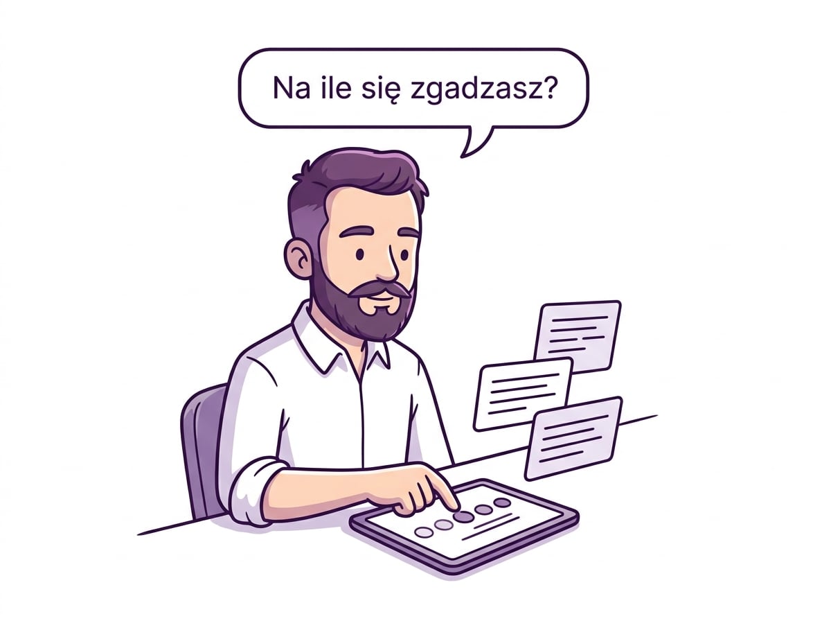 Szymon ocenia stwierdzenia na pięciostopniowej skali
